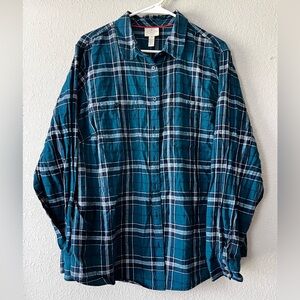 Women’s Teal and Navy Plaid Shirt